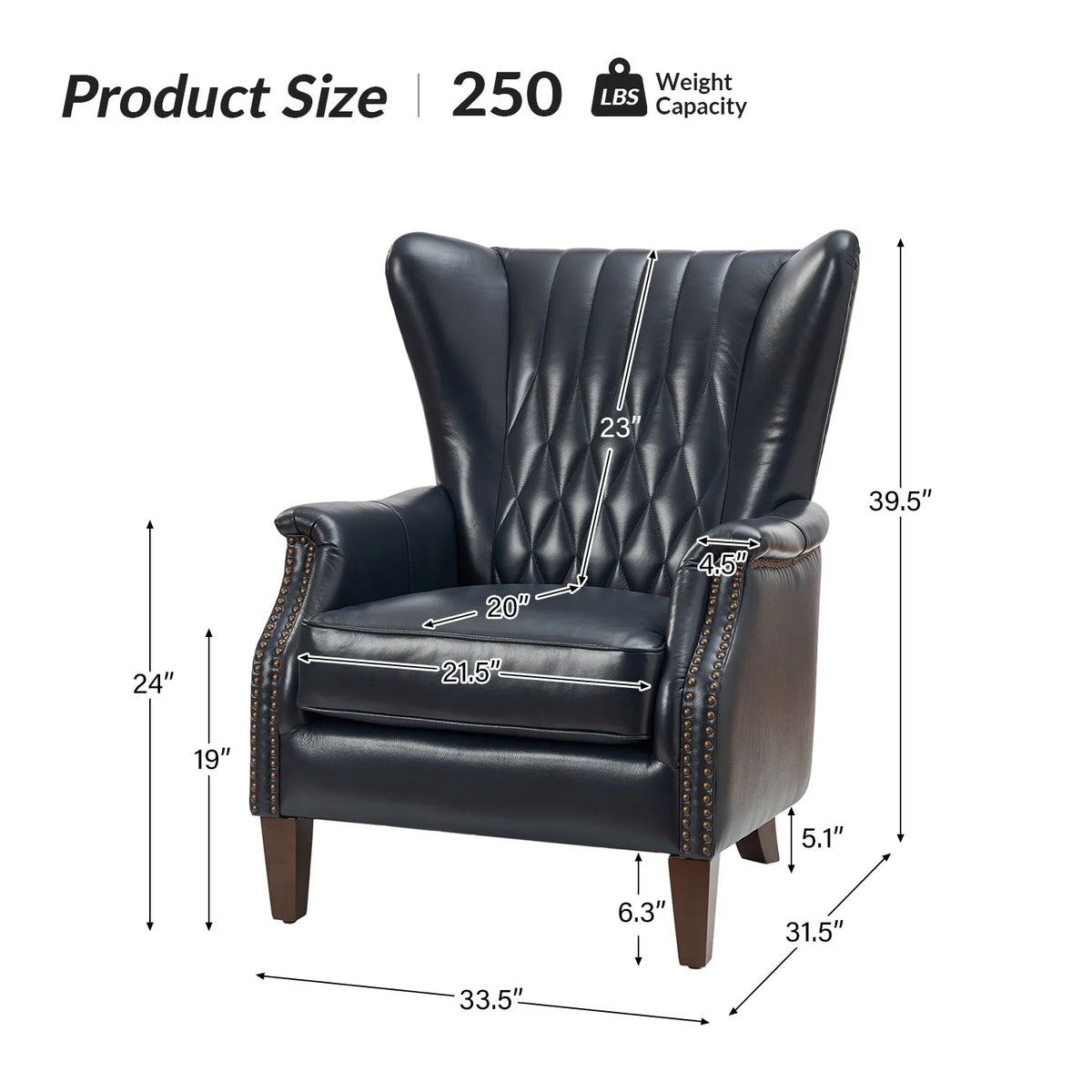 Traditional Genuine Leather Accent Chair with Nailhead Trim Tufted Armchair for Living Room Camel