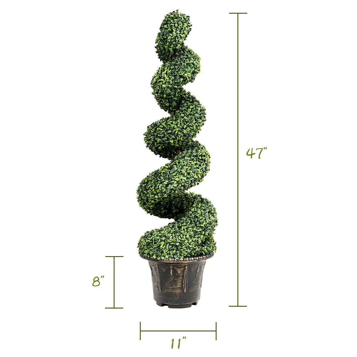 Gymax 2Pcs 4FT Artificial Boxwood Spiral Tree W/Realistic Leaves Indoor Outdoor Office