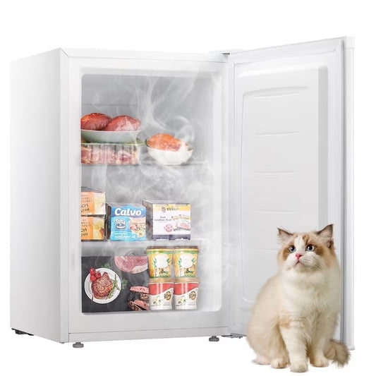 KNDKO 3.2Cu.ft Upright Freezer, Compact Freezer with Removable Shelves, Adjustable Thermostat for Home/Kitchen/Office, Black
