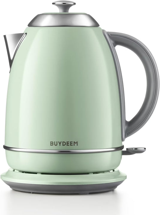 BUYDEEM K640N Stainless Steel Electric Kettle with Auto Shut-Off & Boil Dry Protection, 1.7L Cordless Hot Tea Water Boiler with Swivel Base, 1440W Fast Heating
