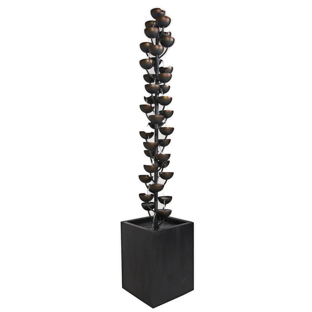 Hi-Line Tall Multi Level Zinc Metal Stacked Fountain, Rust-Resistant, Durable Metal Construction