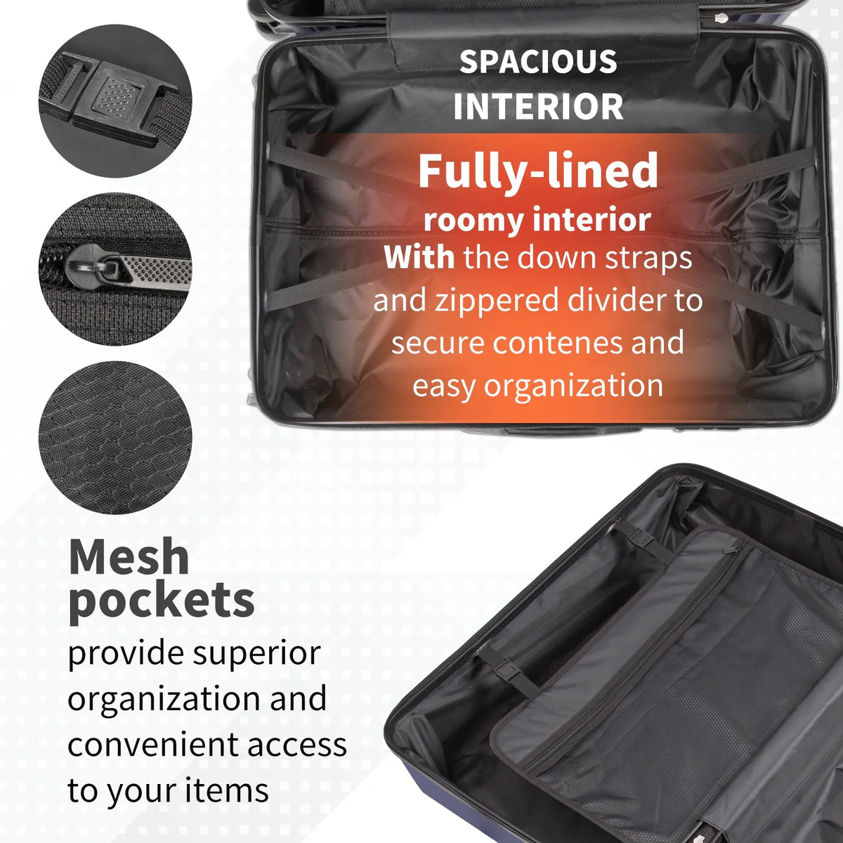 SUGIFT 3 Piece Suitcase Luggage Set with TSA Lock, Blue
