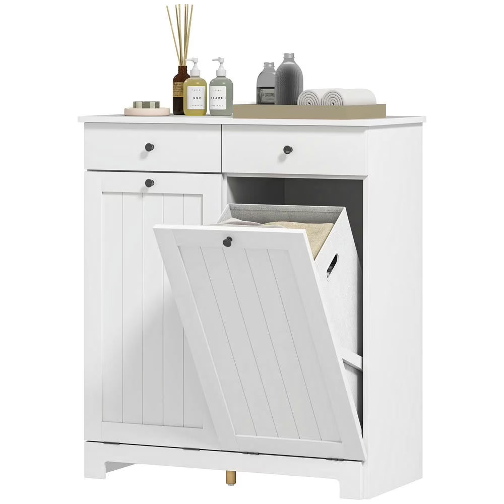 Topcobe Laundry Hamper Cabinet, Laundry Cabinet with 2 Tilt Out Laundry Baskets and 2 Drawers, Modern Furniture for Indoor, Black