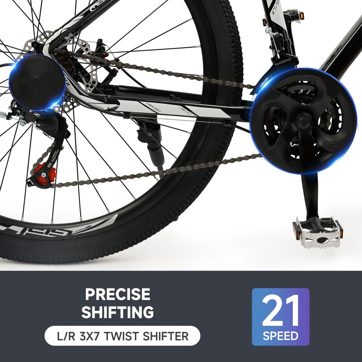 ARTUDATECH 27.5 Inch Mountain Bike, Shimano 21 Speed, Dual Disc Brake Bike for Men Womens Adult, Full Suspension Bicycle