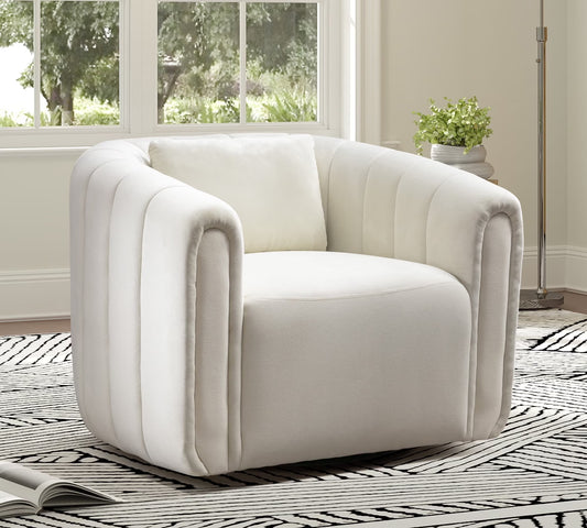 Bonzy Home Swivel Chair with Plump Pillow, Modern Velvet Accent Chair for Living Room Bedroom , Comfy Round Armchair, Orange