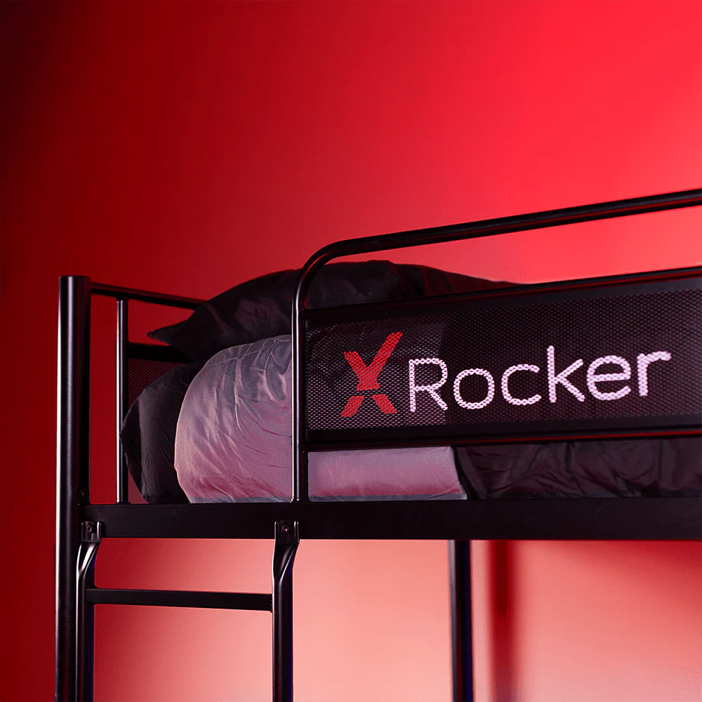 X Rocker Armada Twin Gaming Bunk Bed with Built-in Gaming Desk, Black, Twin/Twin, Children, Teen