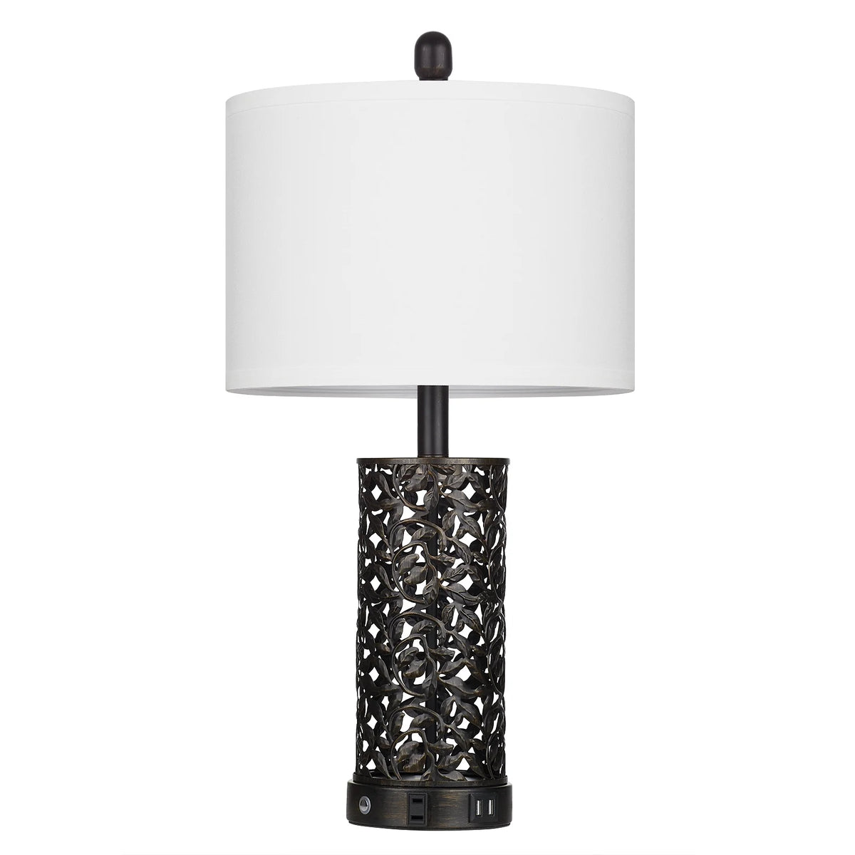 Cinkeda Table Lamp Set of 2 for Living Room Bedroom with USB Ports AC Outlet 3 Way Dimmable Touch Nightlight Farmhouse White Floral Nightstand Bedside Lamps