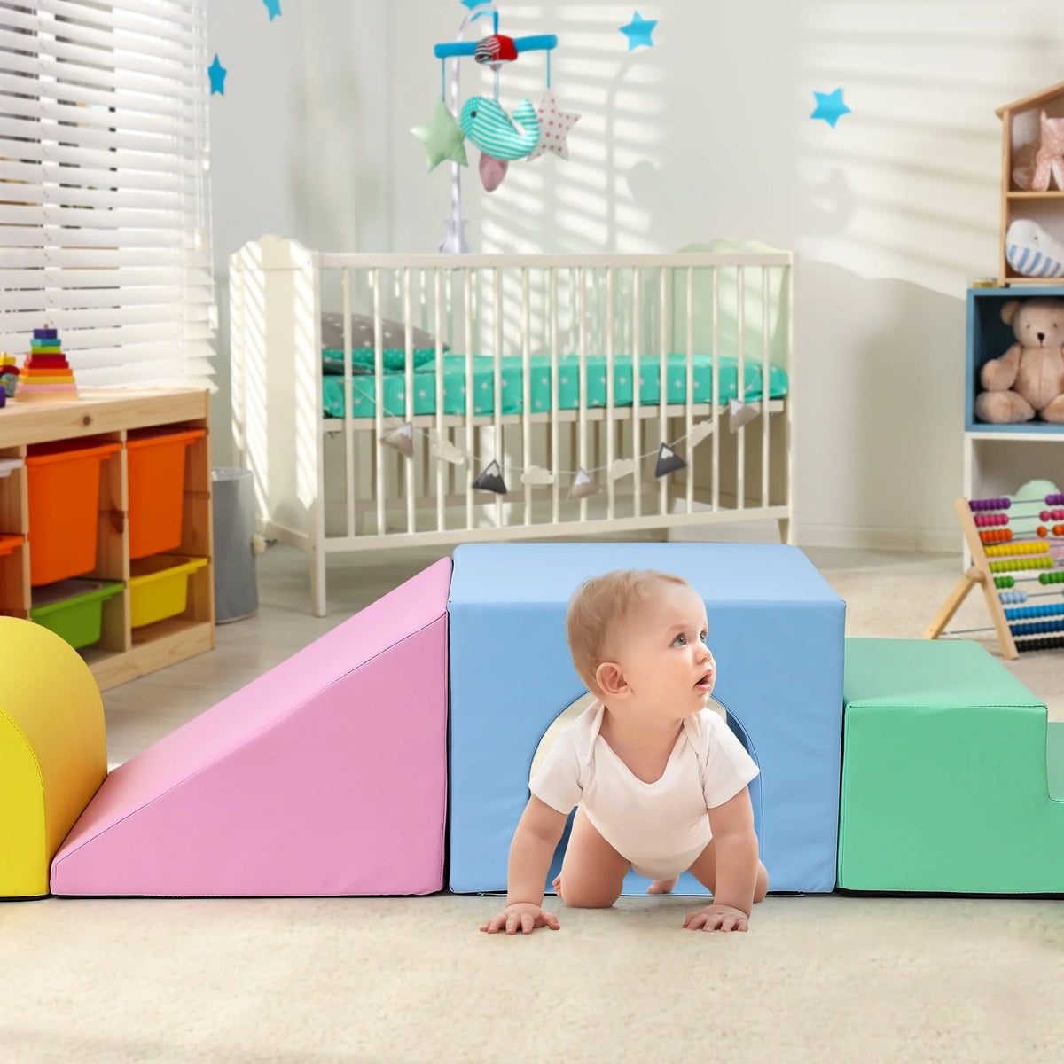 Soft Climbing Indoor Set, Foam Climbing Blocks for Toddlers, Climbing, and Sliding Activity Play Set,4PCS