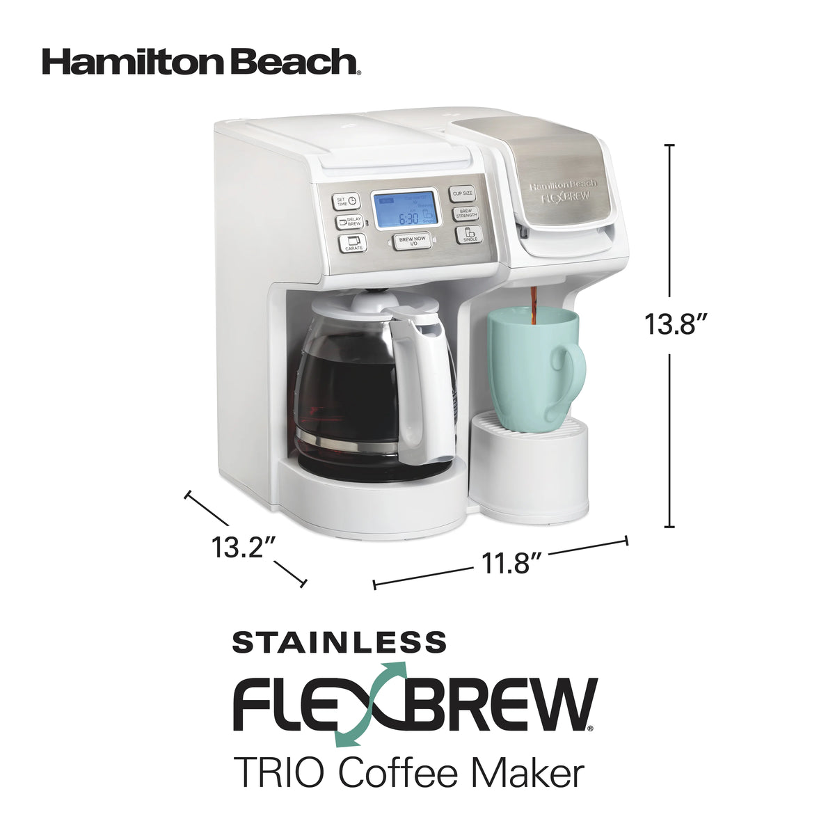 Hamilton Beach FlexBrew Coffee Maker, K Cup Pod Compatible Single Serve Coffee Maker & 12-Cup Coffee Pot, Black