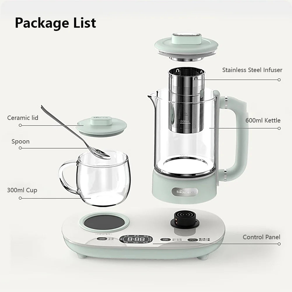 Bear YSH-C06N1 500W Electric Kettle with Cup Warmer and Temperature Control, White, 2 Count