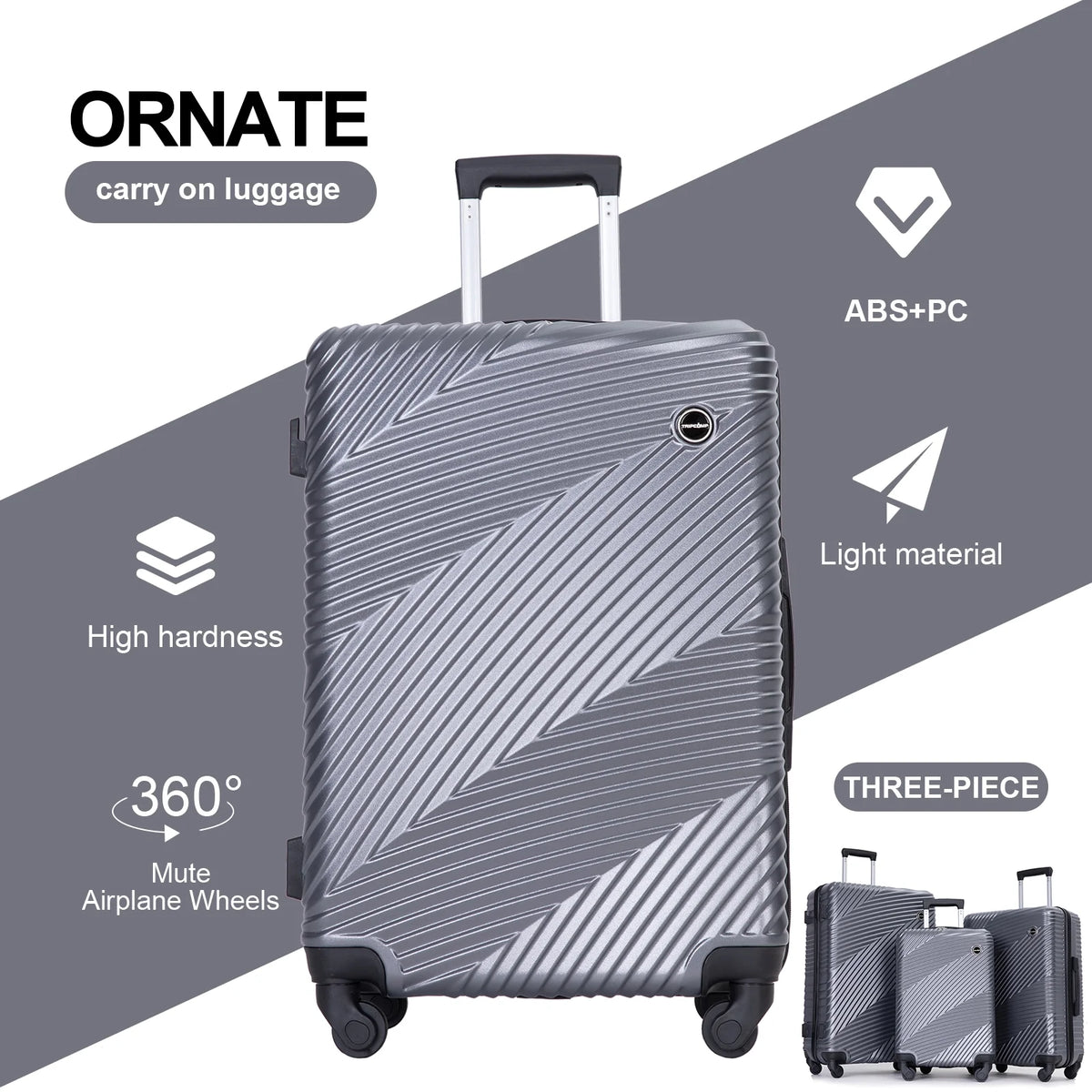 Tripcomp Luggage 3 Piece Set,Suitcase with Spinner Wheels Hardside Lightweight Luggage 20in24in28in.(Blue)
