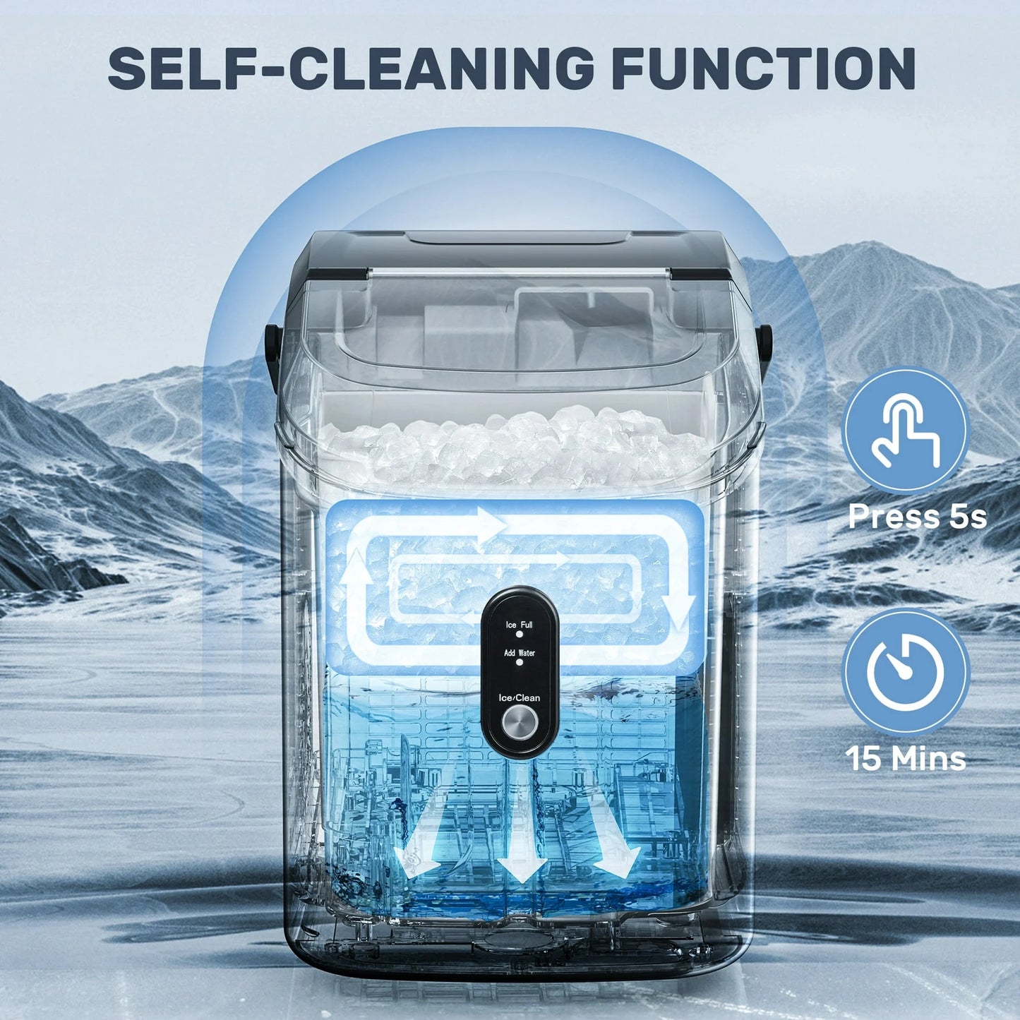 Auseo SS Nugget Countertop Ice Maker with Soft Chewable Ice, 35Lbs/24H, Self-Cleaning, Ice Scoop, Stainless Steel Silver, for Kitchen/Office/Party
