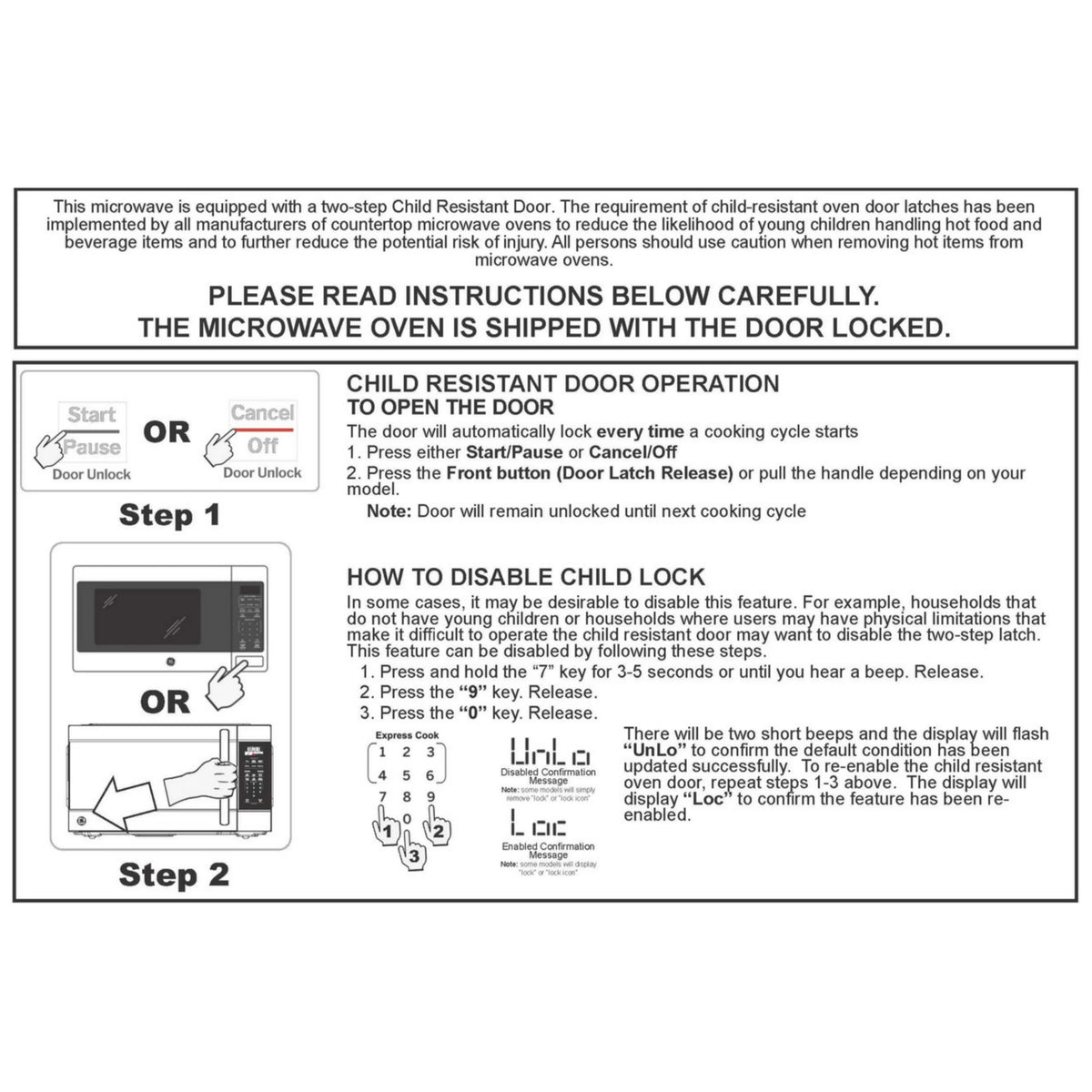 GE 1.1 Cu Ft Countertop Microwave Oven, 950W, Stainless Steel, One-Touch Cooking, Turntable, Auto Defrost, Child Lock, Model GCST11N1WSS