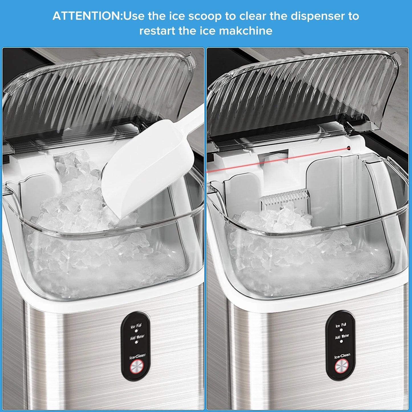 Auseo Nugget Ice Maker Countertop, Pebble Ice Maker Machine with 35lbs/24H Soft Ice, Self-Cleaning, for Home/Kitchen/Office (Black)