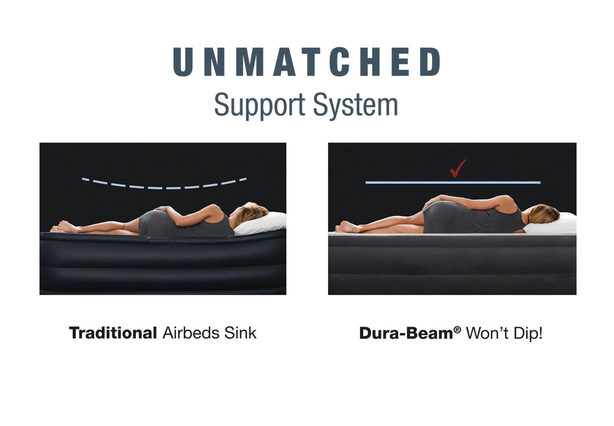 Intex Headboard 18" Queen Dura-Beam Deluxe Raised Air Bed Mattress with Built-in Pump