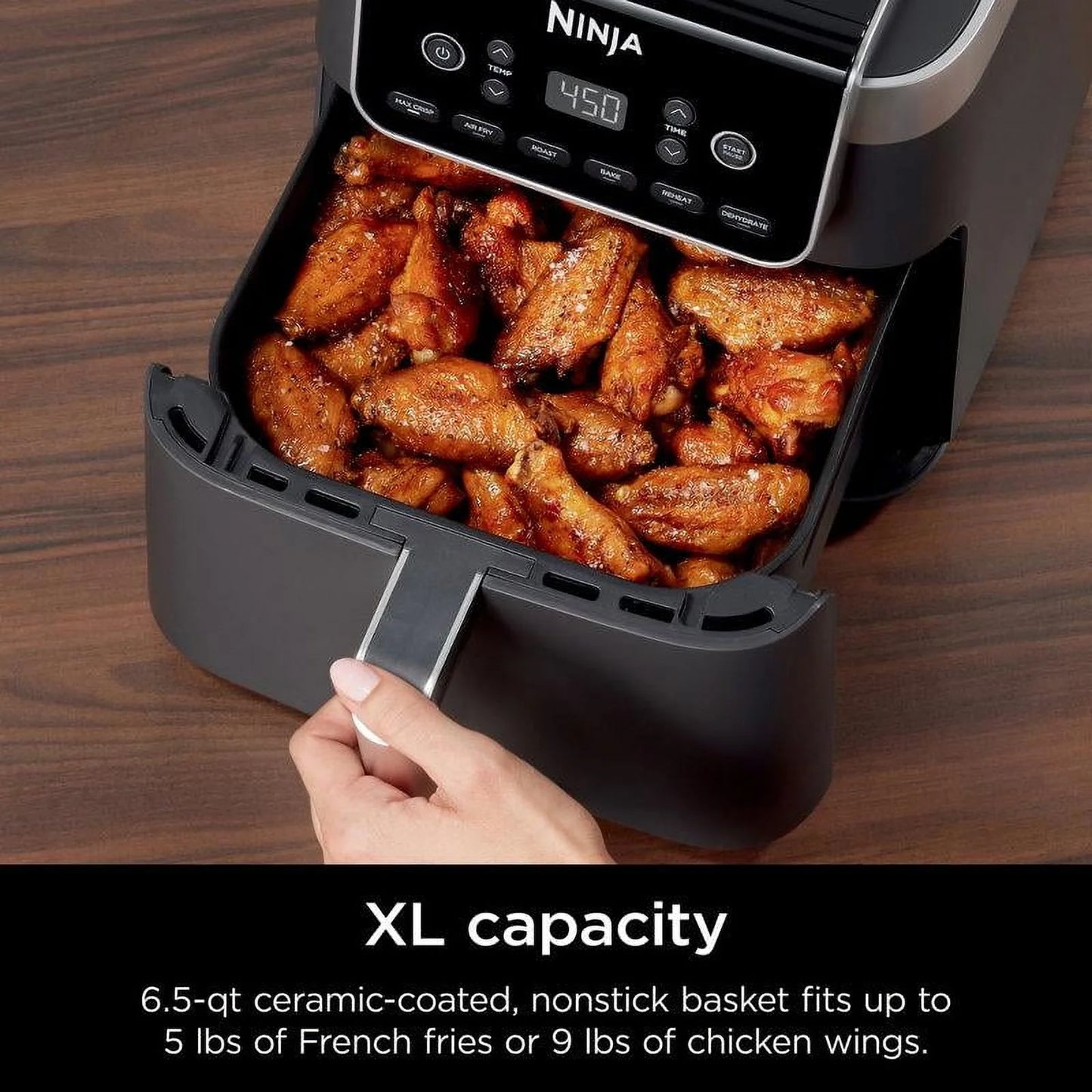 Ninja Air Fryer Pro XL 6-in-1 with 6.5 QT Capacity, Max Crisp, Air Fry, Air Roast, Bake, Reheat, Dehydrate, Max Crisp Technology with 450F, Nonstick Basket u0026 Crisper Plate