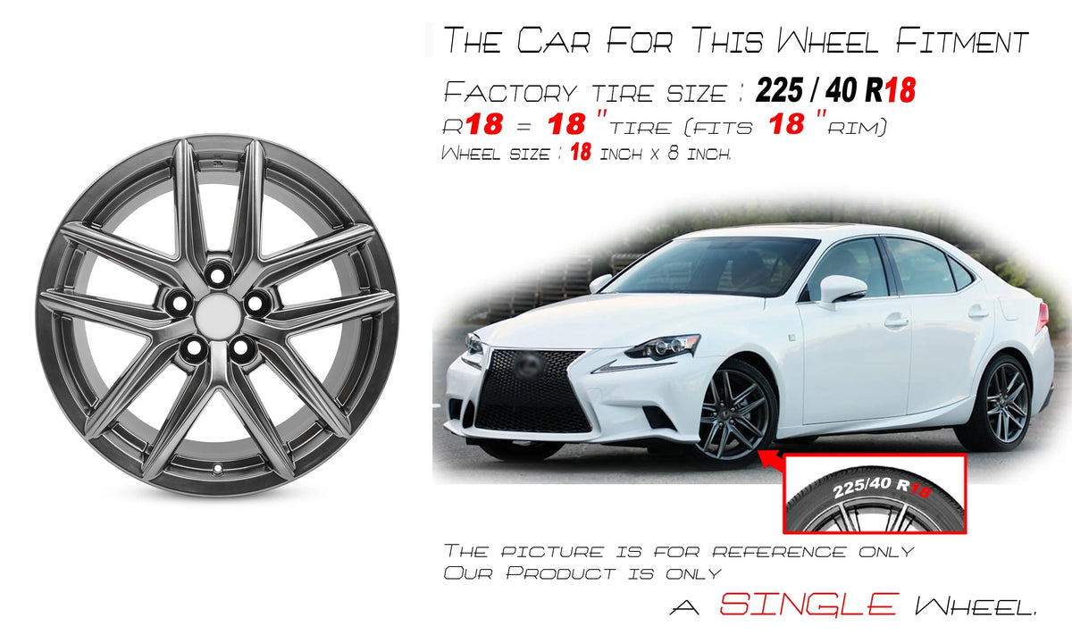 18" 18x8 New Single Front Alloy Wheel For LEXUS IS250 IS350 2014-2020 OEM Design Replacement Rim
