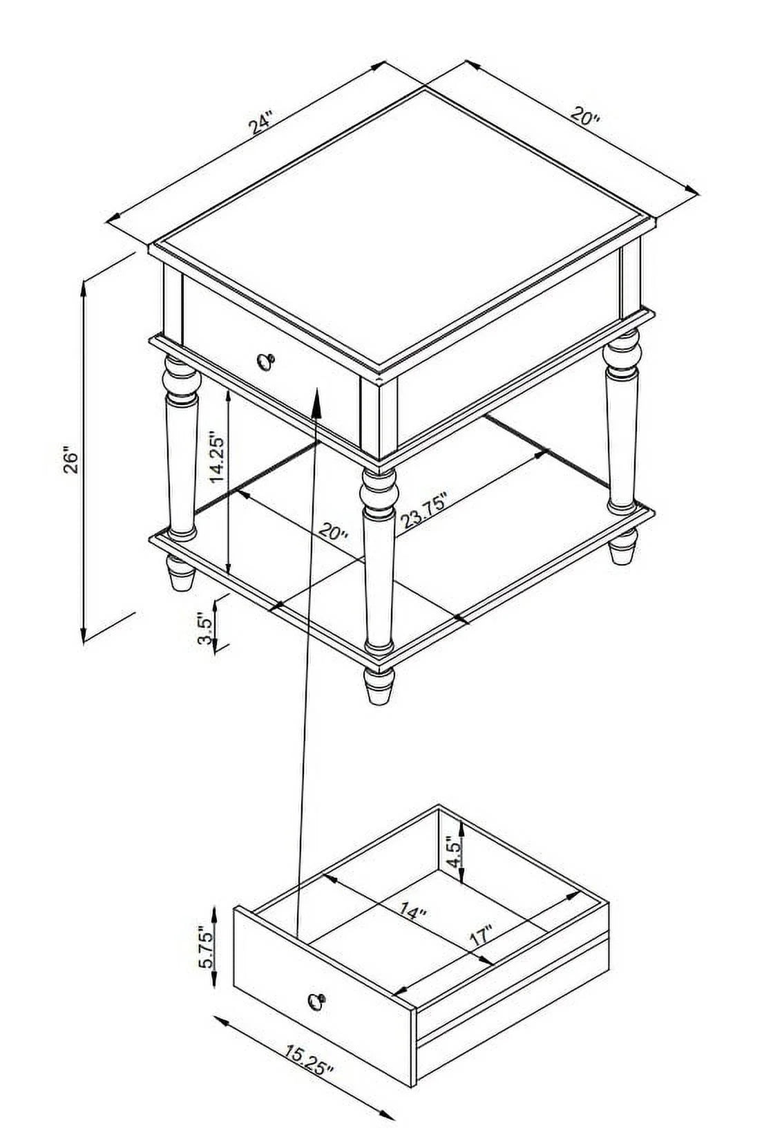 Powell McGhie Single Drawer Indoor End Table with Shelf, 26" Tall, Natural