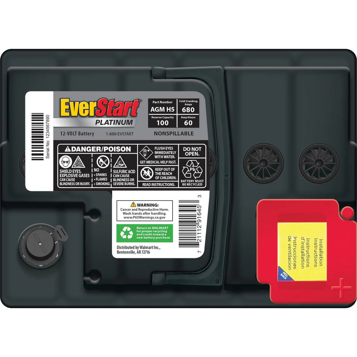 EverStart Platinum BOXED AGM Automotive Battery, Group Size H5 12 Volt, 680 CCA