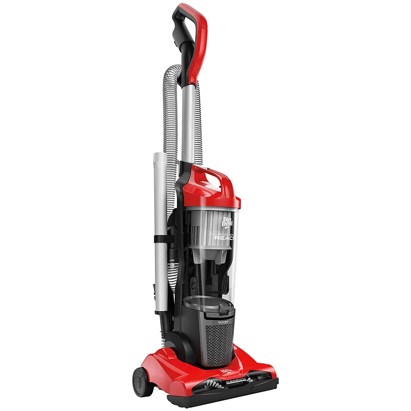 Dirt Devil Endura Reach Upright Bagless Vacuum Cleaner for Carpet and Hard Floor, Lightweight, Corded, UD20124, Red