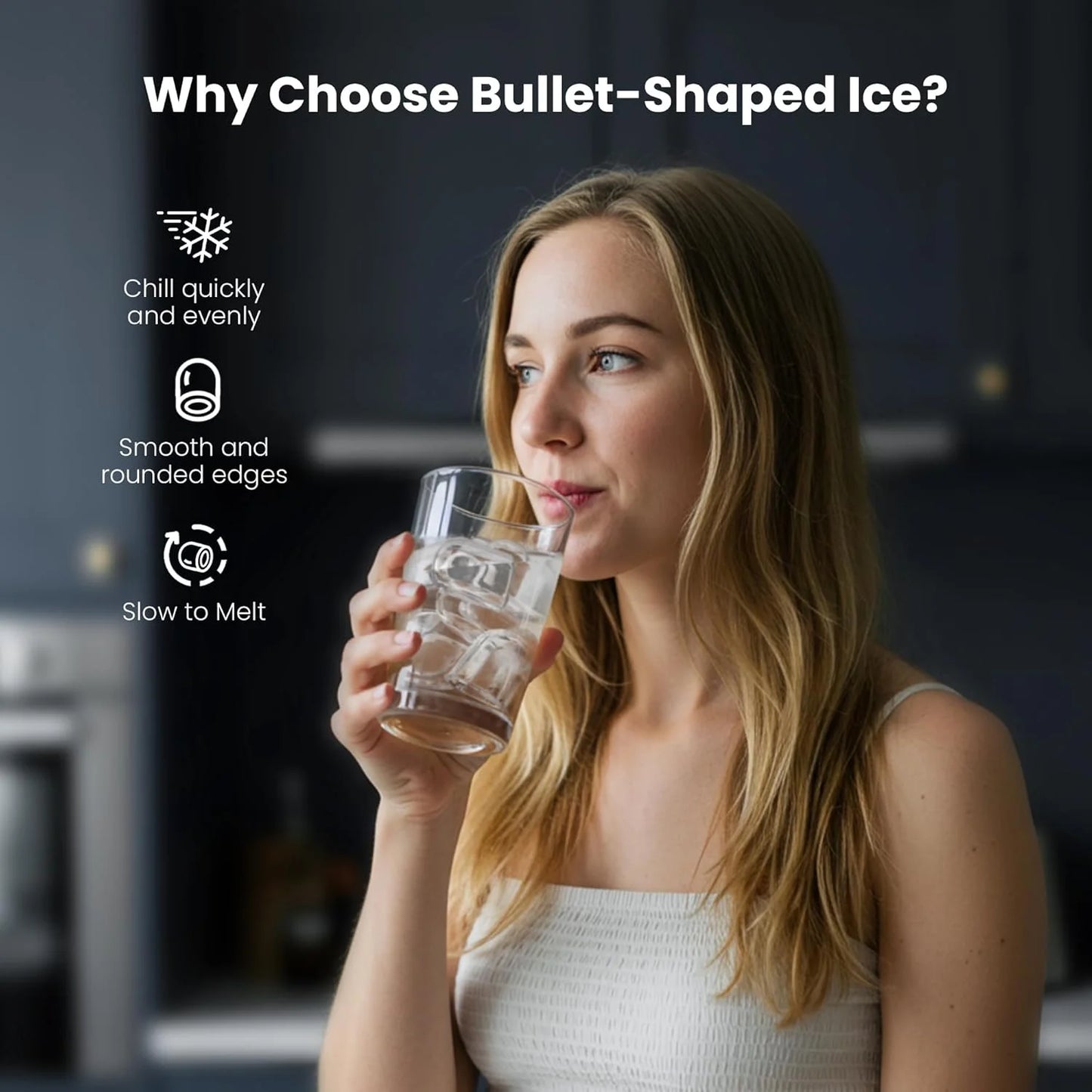 Moifoi Ice Maker Countertop, 26 lbs/24 H, 8 Pcs Ice in 6 Mins, Portable Ice Maker Machine with Self-Cleaning, Interior Lighting, 2 Sizes Bullet Ice, Black