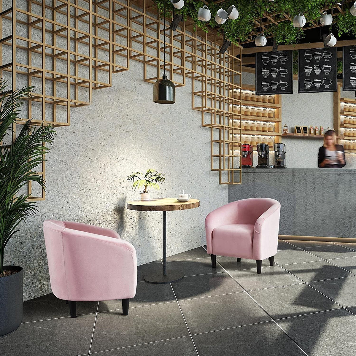 Club Chair, Velvet Accent Chair Upholstered Barrel Chair Sitting Chair with Armrest and Low Back for Living Room Bedroom, Pink
