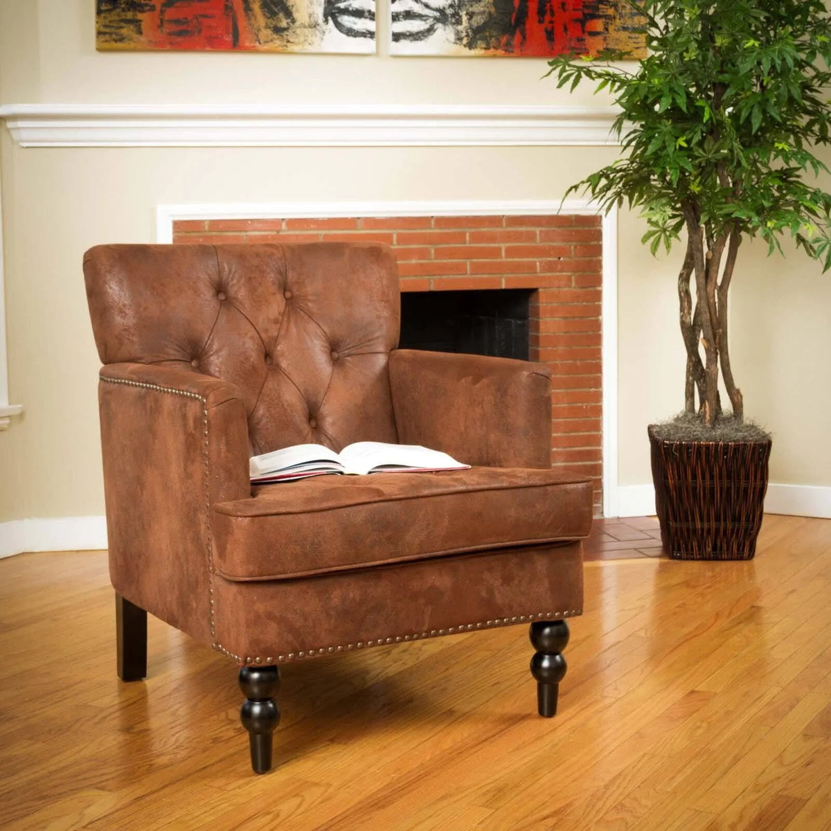 Madene Tufted Back Fabric Club Chair