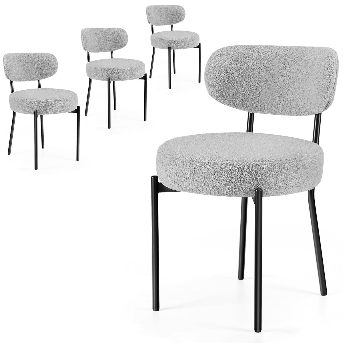 edx Upholstered Dining Chairs, Mid Century Modern Round Dining Room Chairs for Vanity For Living Room Set of 2, White