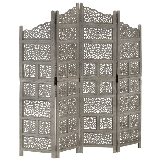 vidaXL Room Divider 4 Panel Folding Privacy Screen for Office Solid Wood Mango