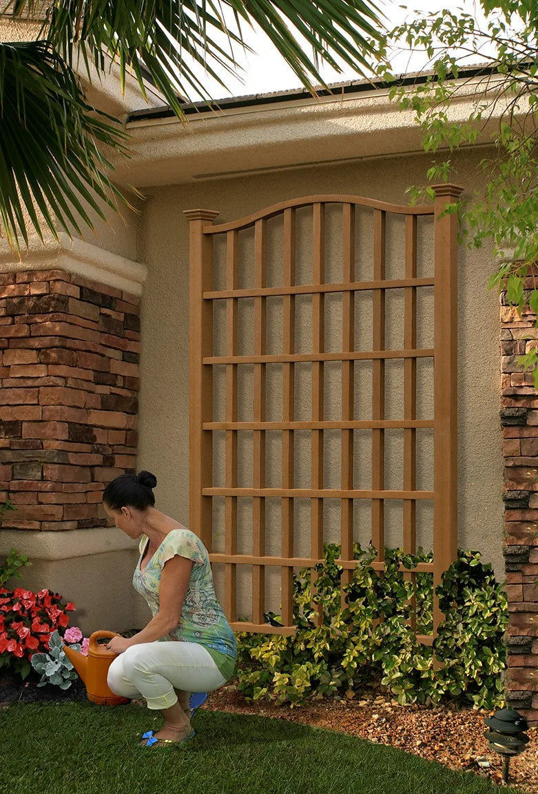 Vita 54" L x 96" H Concord Embossed Vinyl Trellis, Brown, VA84090