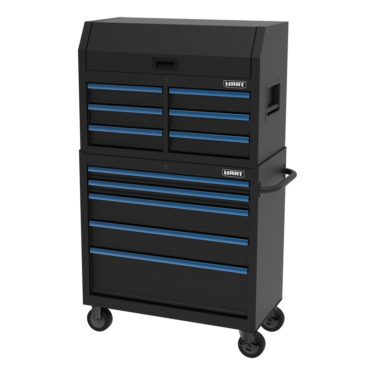 HART 36-Inch 5-Drawer Rolling Tool Cabinet with Wood Top, Locking Steel Garage Storage, Black