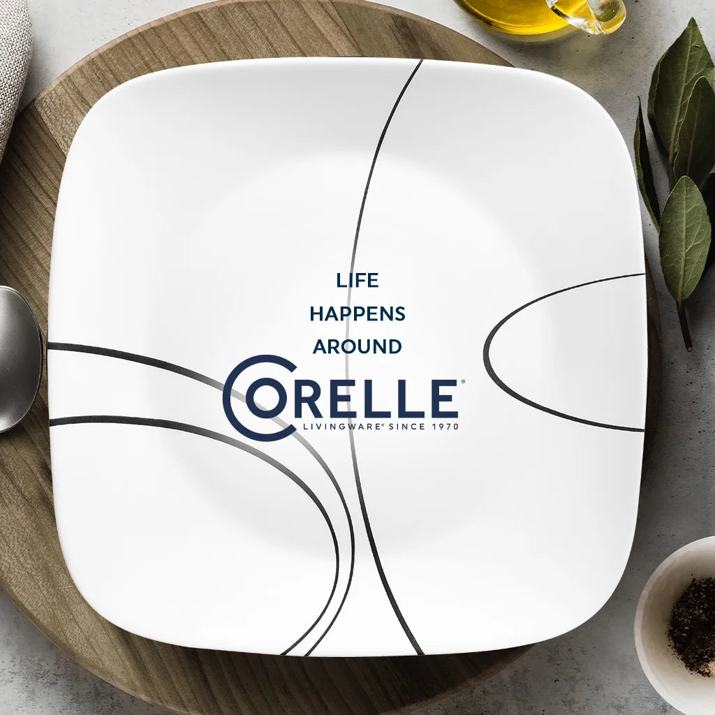 Corelle Simple Lines 12-Piece Square Glass Dinnerware Set (Service for 4)