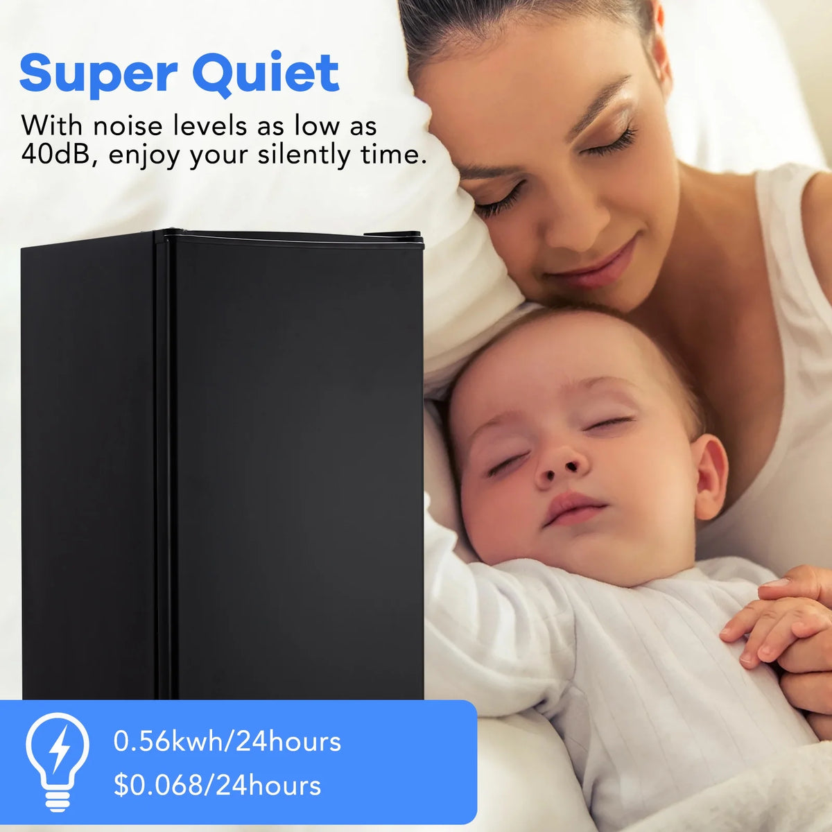 Mini Fridge with Freezer, 3.2 Cu. Ft Small Refrigerator for Bedroom,7 Adjustable Thermostat,Low Noise,Easy to Storage&Clean Single Door,Refrigerator For Home, Office, Dorm, Garage or RV