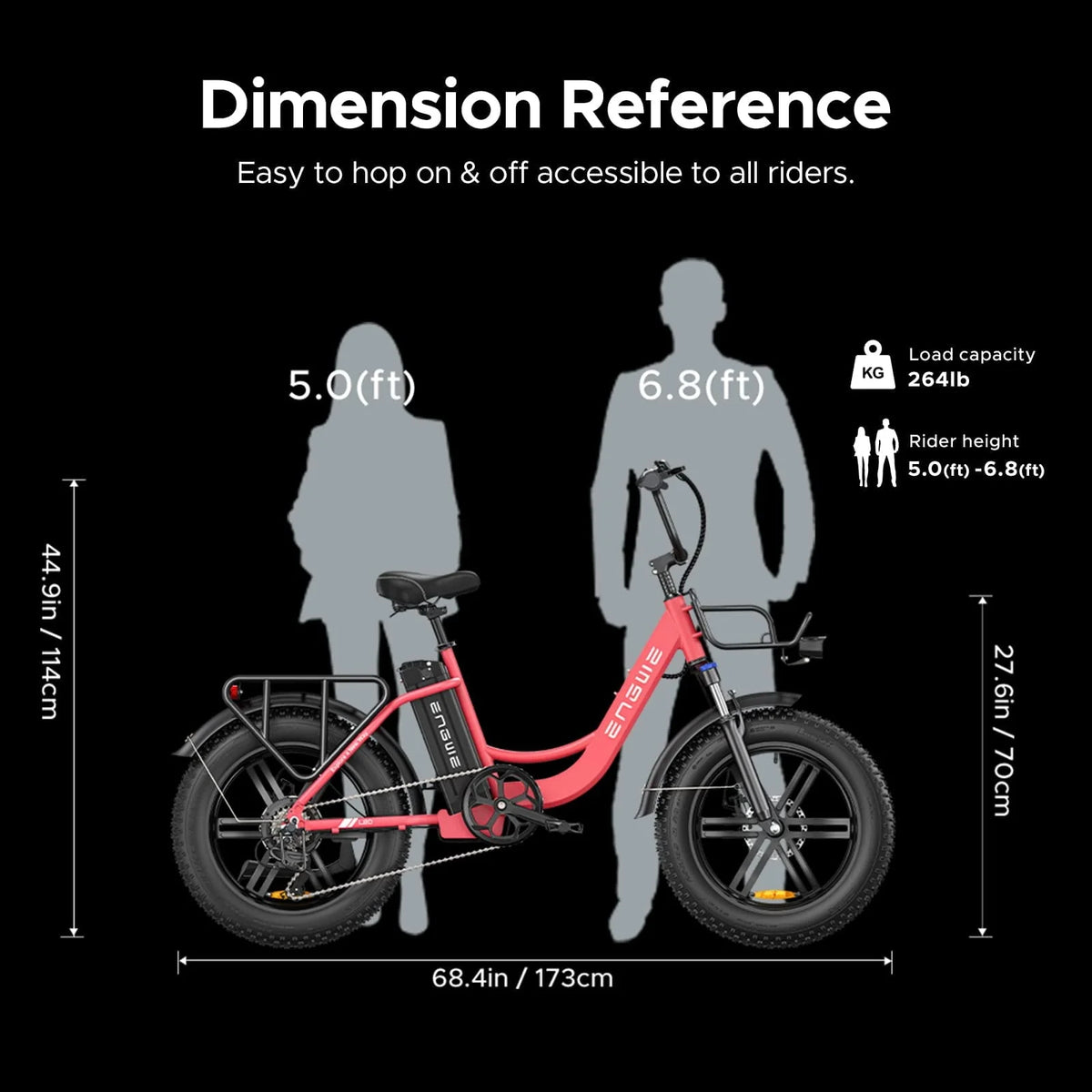 Engwe L20 Electric Bike for Adults,750W Motor 19.9MPH Fat Tire Mountain Bike with 48V 13AH Battery