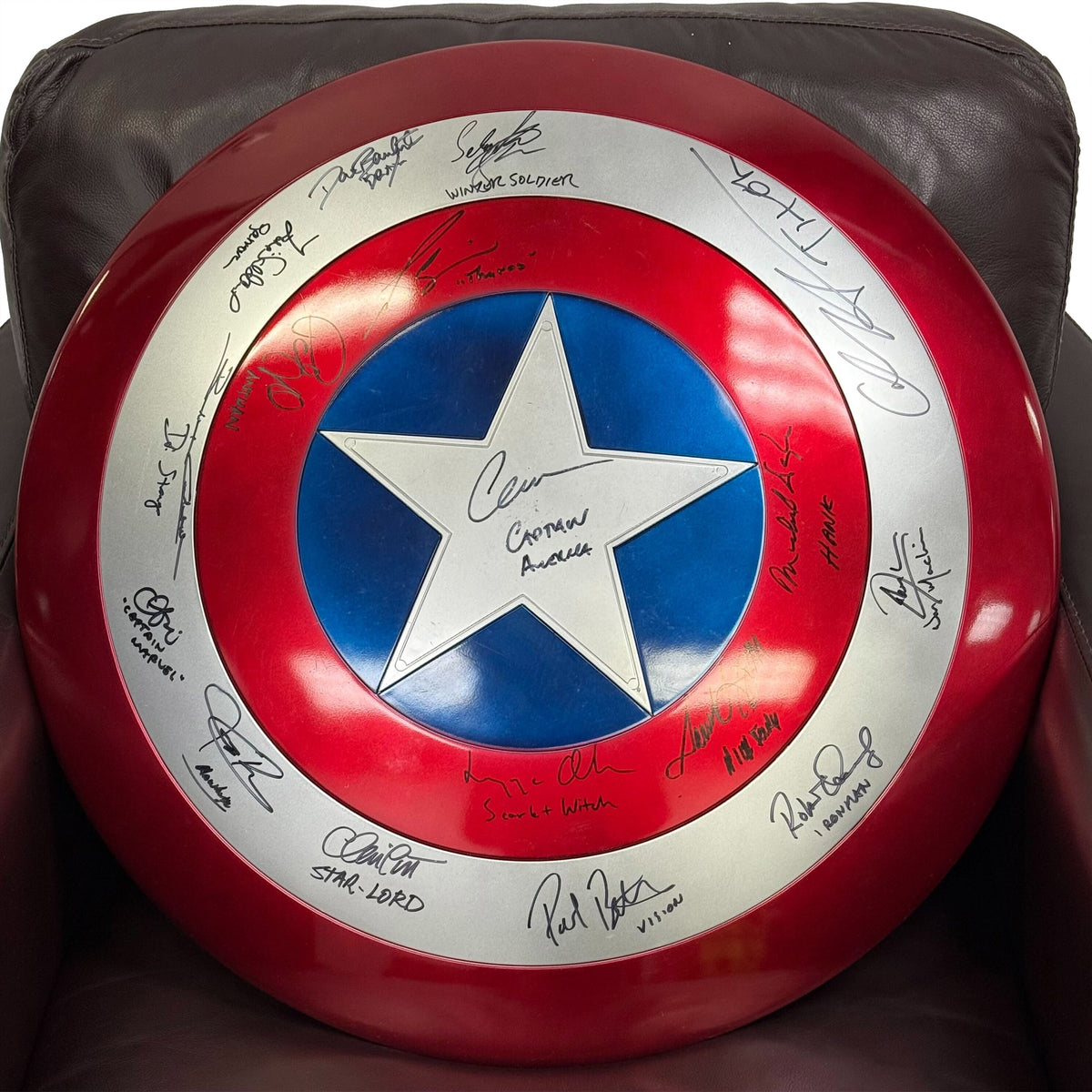 The Avengers Cast Autographed Captain America Shield - Signed and Inscribed by 17 Actors