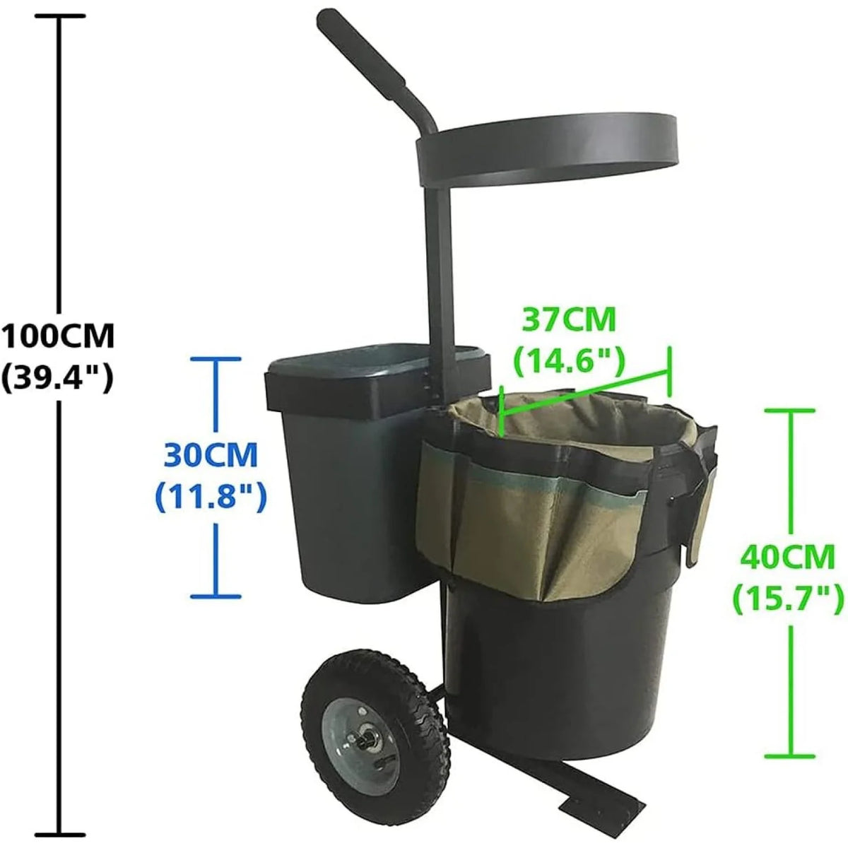 Garden Lawn Yard Wheeled Cart Mobile Gardening Rolling Transport Outdoor Organize Storage Gardening Caddy ?with Gallon Bucket Oxford Bag