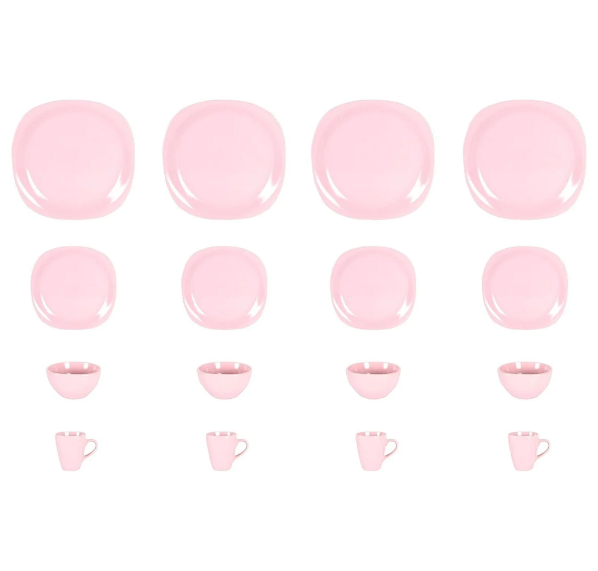 Stoneware Square 16pc Dinnerware Set, Matte Rose