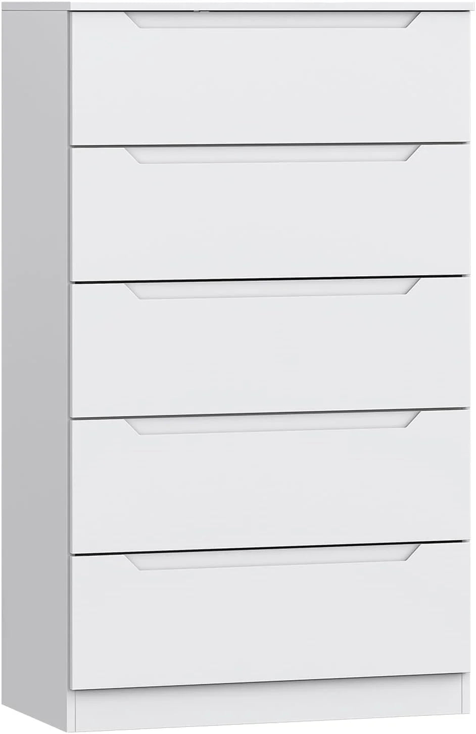Winkalon Vertical 5 Drawer Dresser, Wood Storage Cabinet with Upgraded Stable Base for Bedroom Living Room, Black