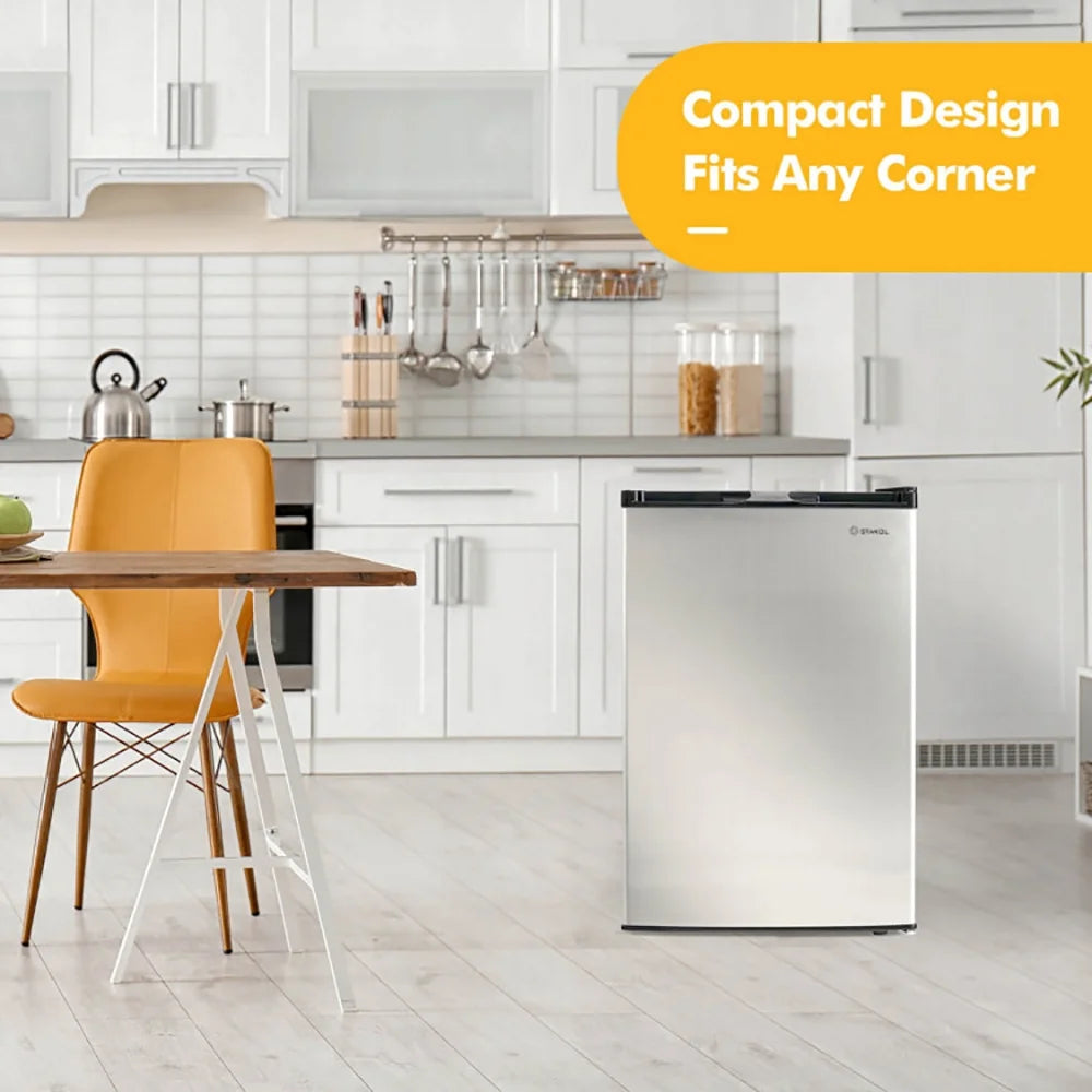 Spaco 3 Cubic Feet Compact Upright Freezer with Stainless Steel Door, Compact Refrigerator for Dorm, Office, Bedroom
