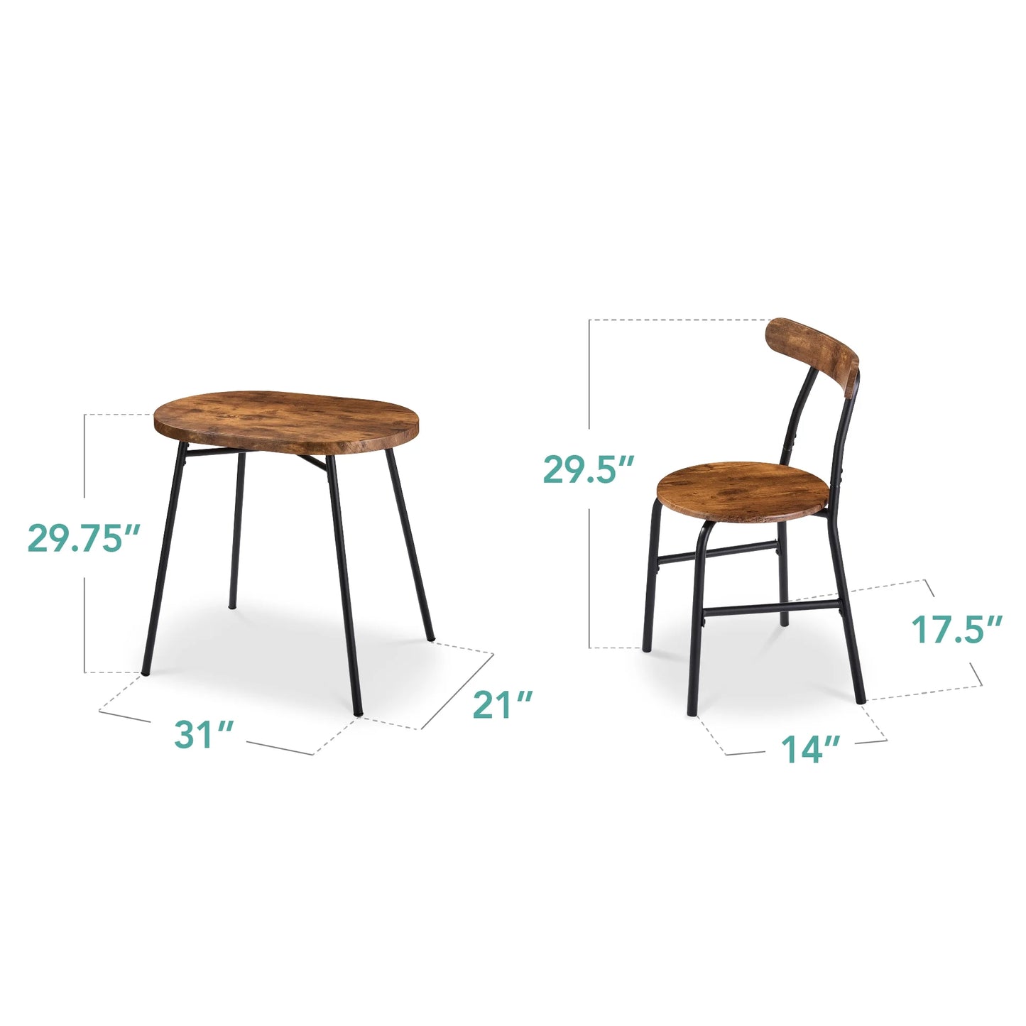 Best Choice Products 3-Piece Modern Oval Dining Table Set, Small Kitchen Dinette w/ 2 Chairs - Black/Black