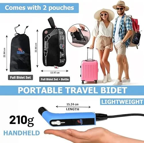Orca Portable Travel Bidet Bottle Handheld Personal Sprayer, Electric Travel Bidet Camping Bathroom Personal Hygiene Cleaning Baby Care Toilet Sprayer Cleaning