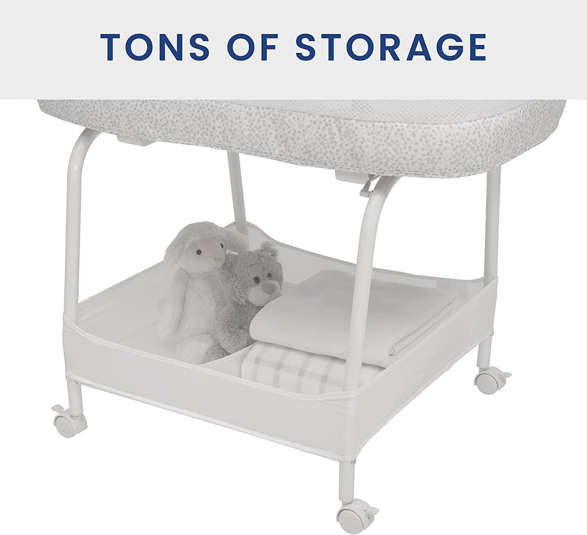 Delta Children SmartSleep Auto Glide Bassinet with Bluetooth. Alloy