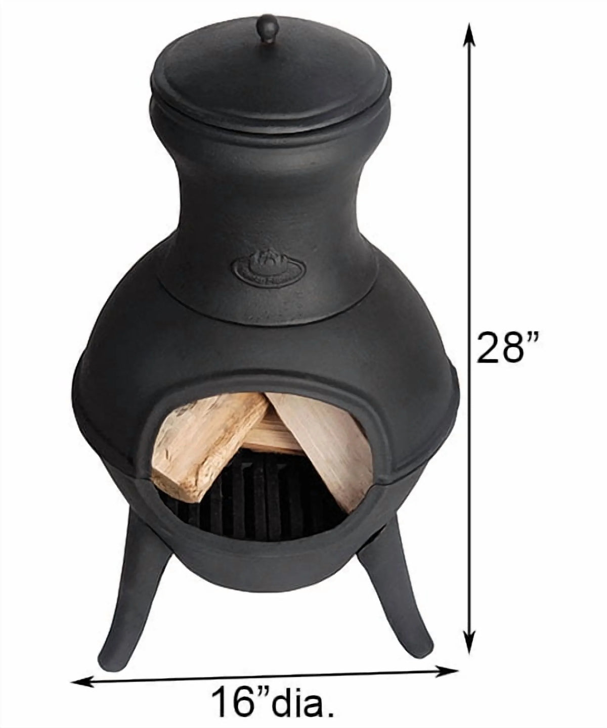 Esschert Design 26" Black Finish Cast Iron Chiminea