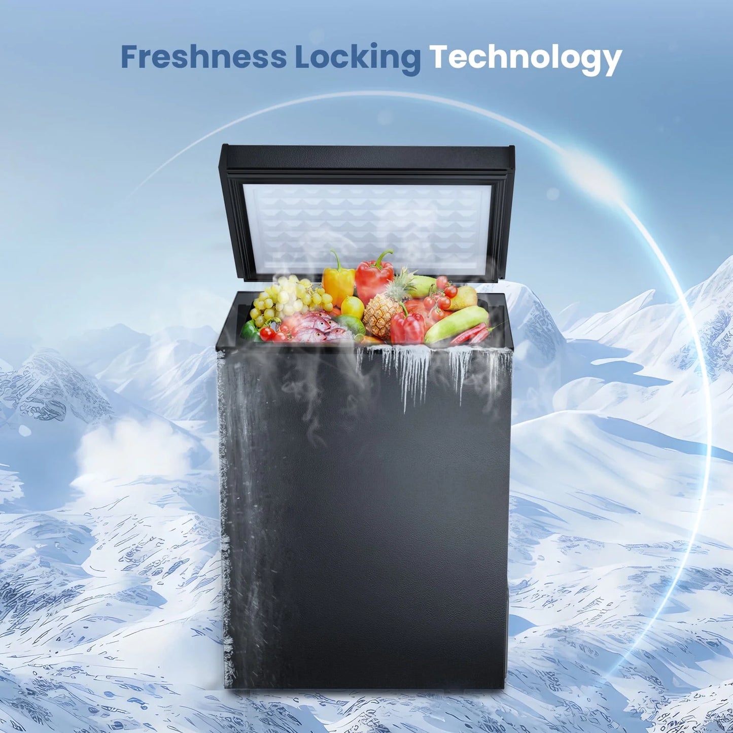 KNDKO 2.8cu.ft Chest Freezer, Freestanding Top Open Door Compact Freezer with Removable Basket, Adjustable 7 Thermostat and Bottom Defrost Water Drain for Apartment/Home, White