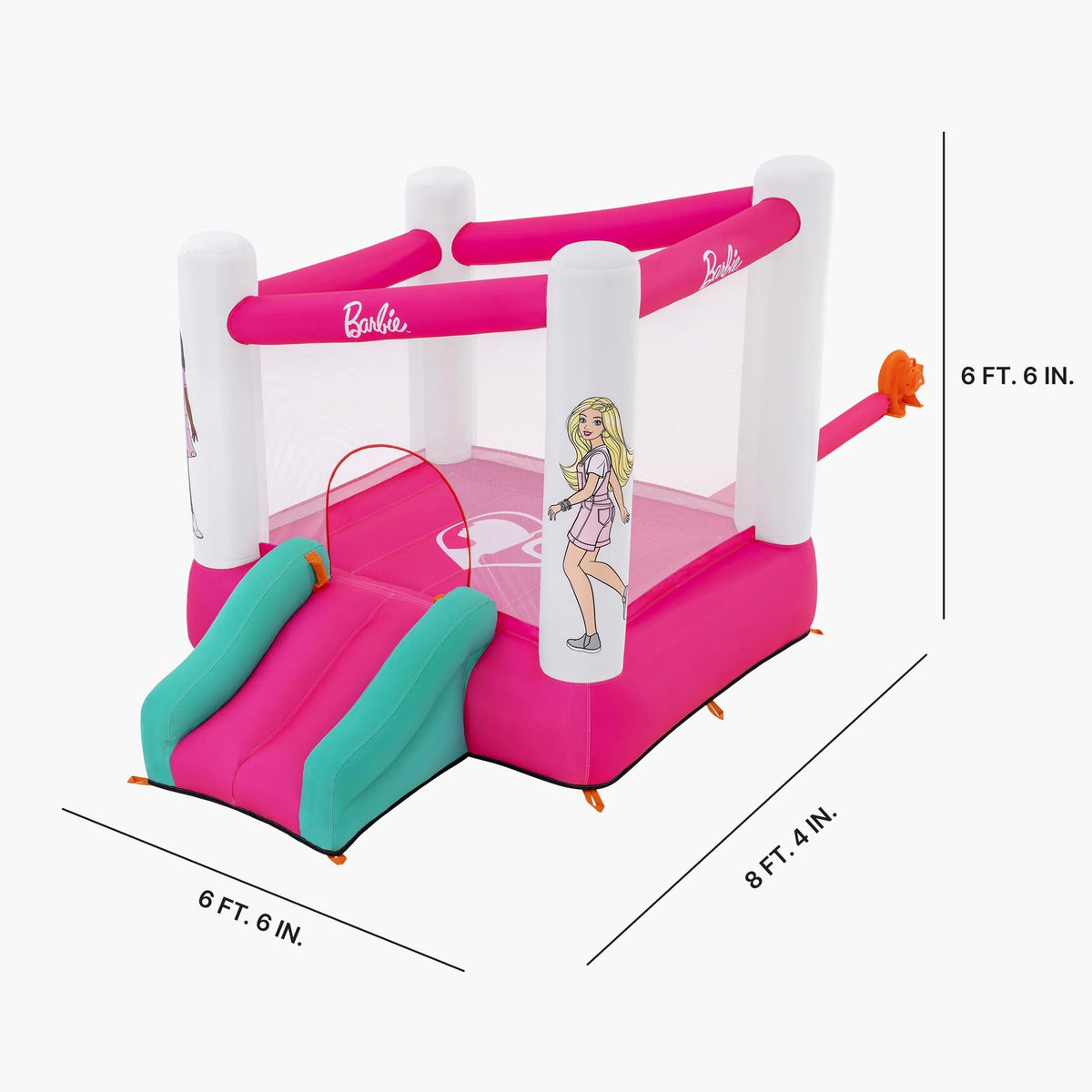 Barbie Inflatable Bounce House with Mesh Walls, Slide and Blower, Indoor/Outdoor, Ages 3+