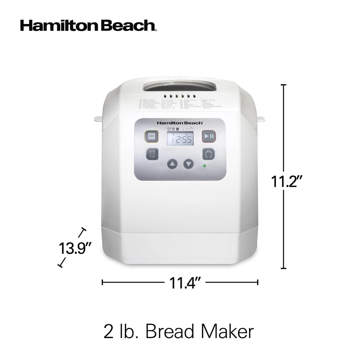 Hamilton Beach 2 lb Bread Maker Machine with 12 Settings Plus Gluten Free, White