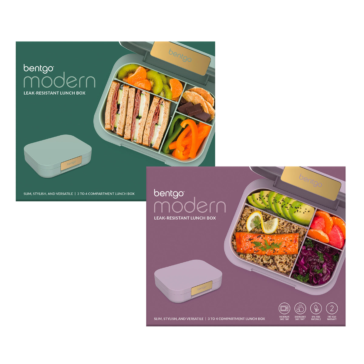 Bentgo Modern Leak-Resistant Lunch Box, 2 Pack