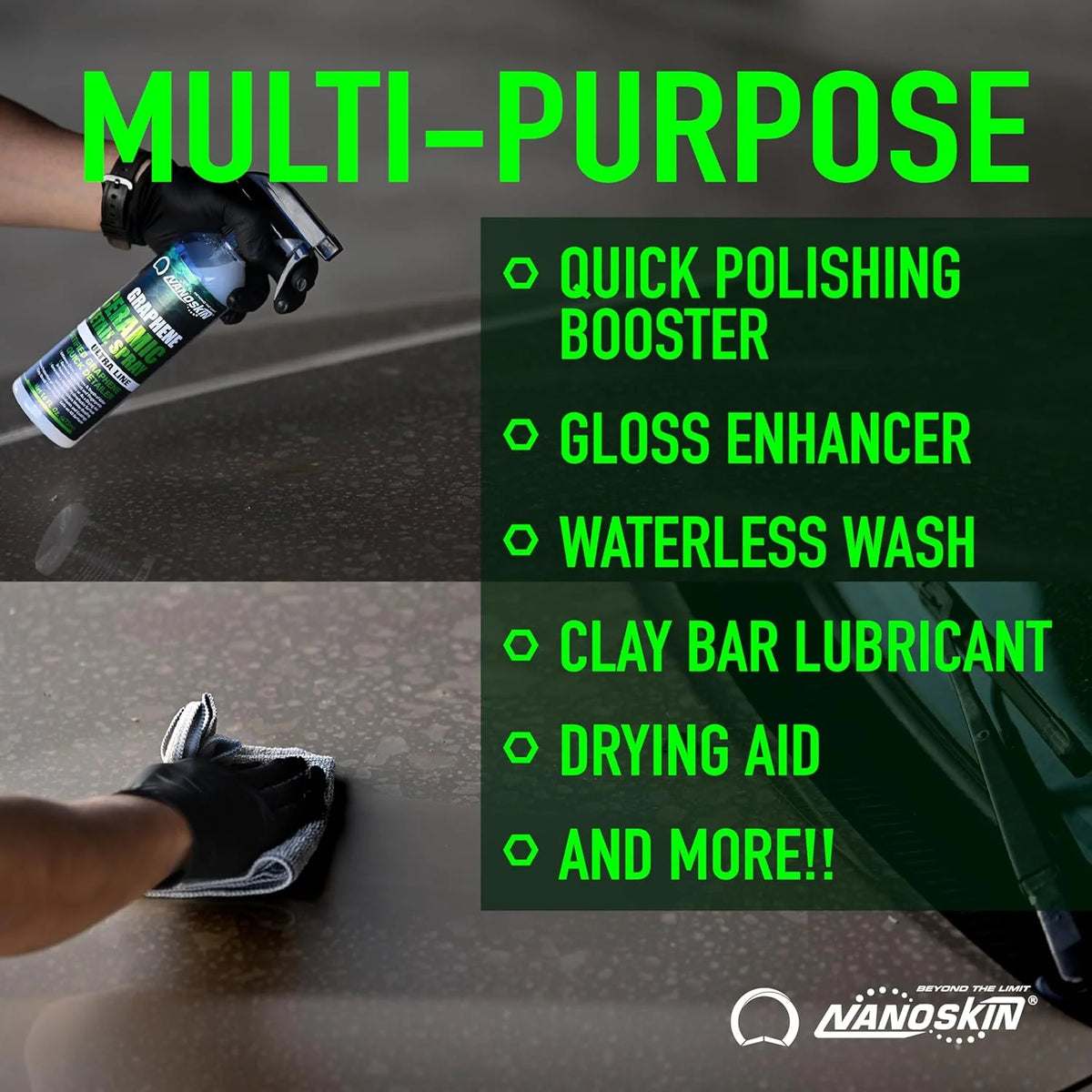 Nanoskin GRAPHENE Ceramic Detail Spray 5 Gallons �C Hydrophobic Waterless Quick Detailer for Car Detailing | Prolongs Waxes, Sealants & Coatings| Dust Buster, Clay Bar Lubricant, Drying Aid & More