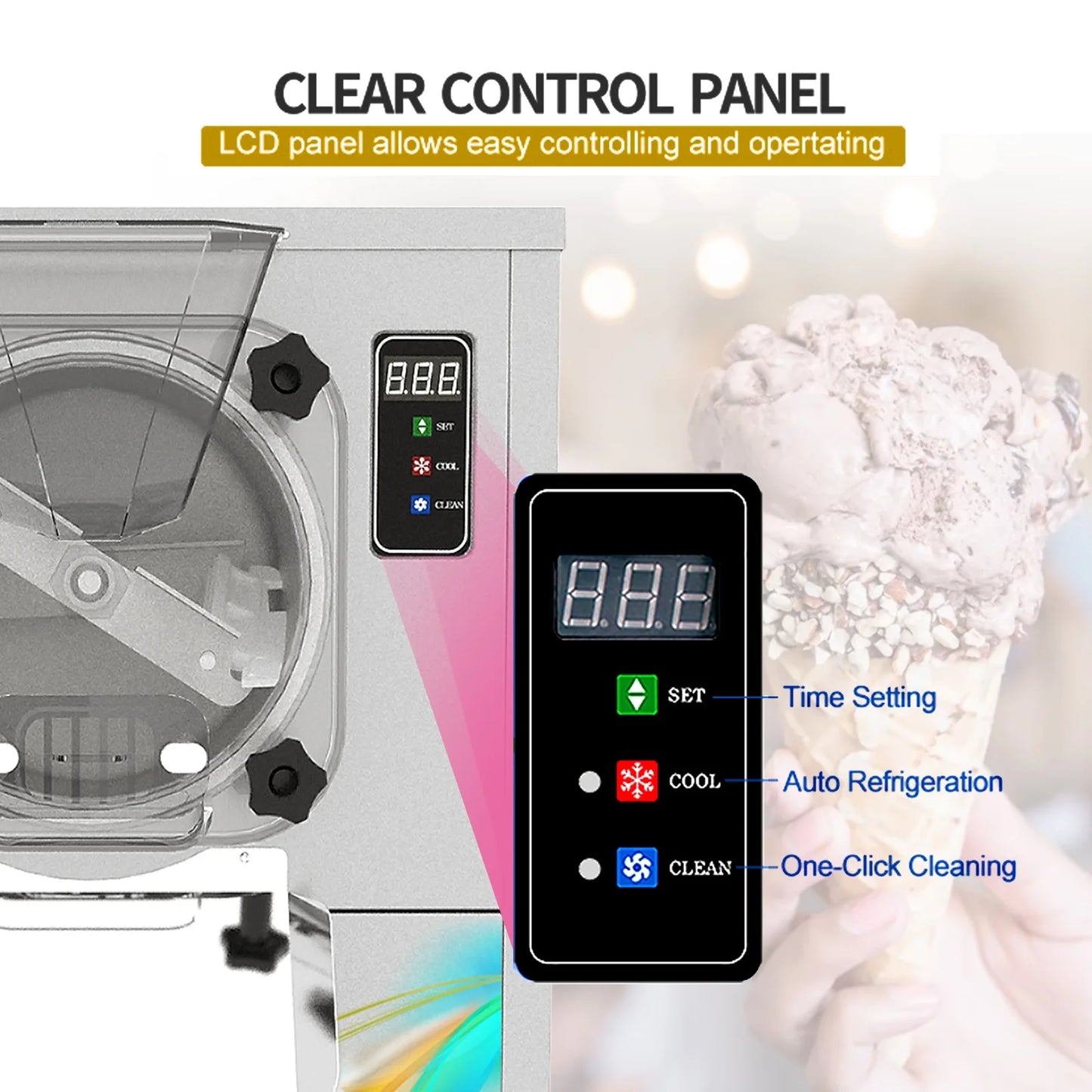 Kolice Commercial Countertop Gelato Italian Water Ice Hard Ice Cream Machine - Cylinder:4.5L