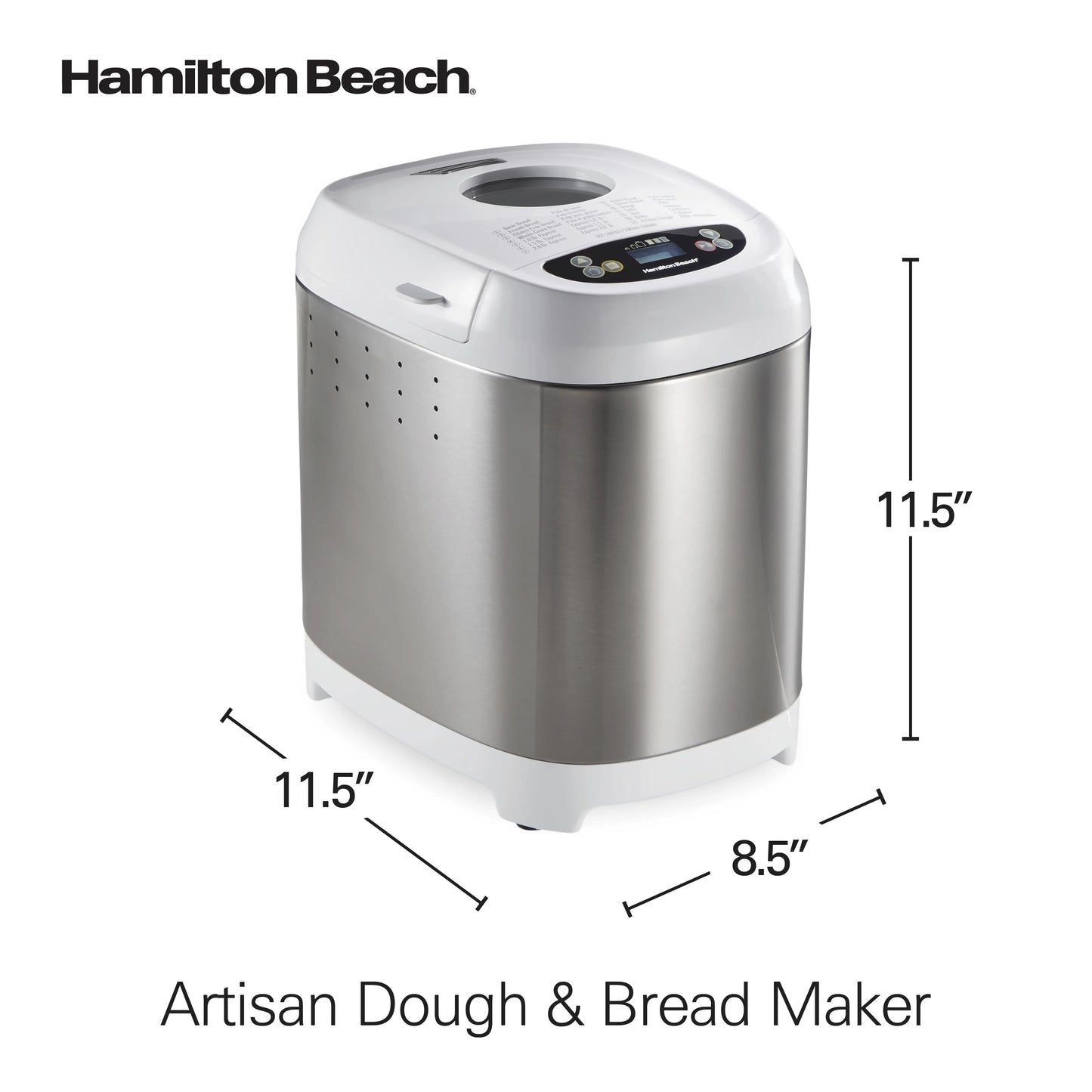 Hamilton Beach 2 lb Bread Maker Machine, Artisan Dough Bread Maker with 14 Settings, Black & Stainless Steel